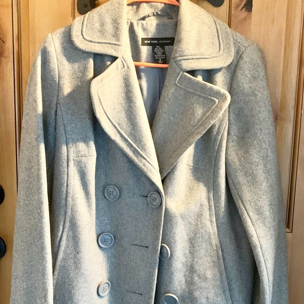 Women wool Pea coat Gray